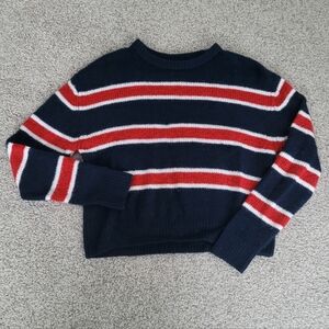 Navy Sweater with Red and White Stripes | Size XS | H&M (Divided)